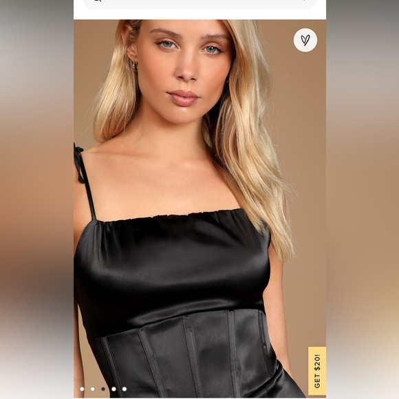 Lulu’s Head to Happy Hour Black Satin Tie-Strap Bodycon Mini Dress - Picture 3 of 11